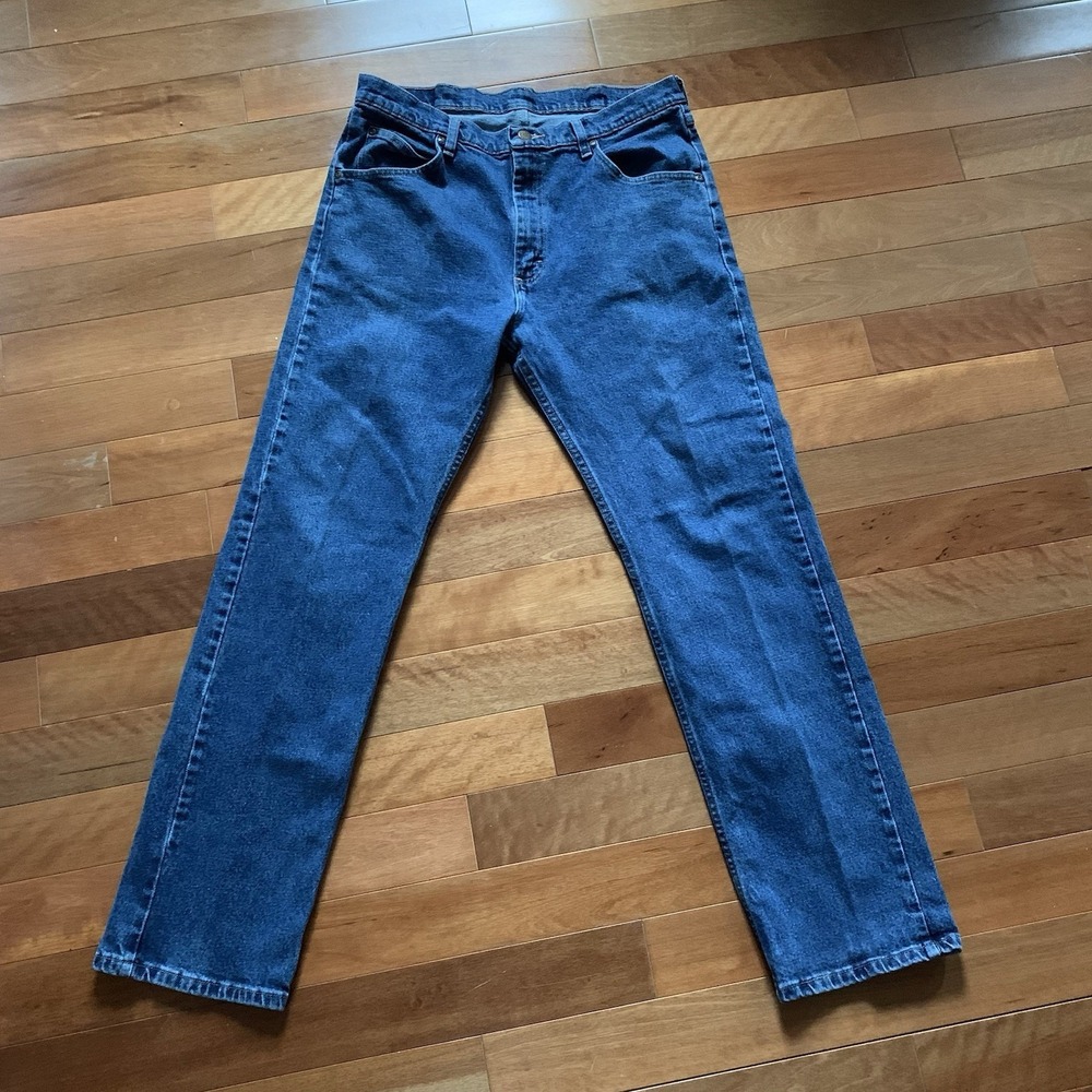 Wrangler Jeans Men 34x32 Blue Regular Fit Straight Leg Western Denim